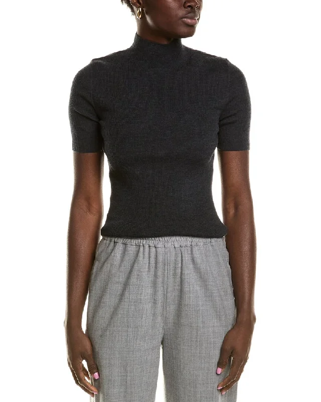Theory Leenda Wool Sweater Polka Dot Checkered Tartan