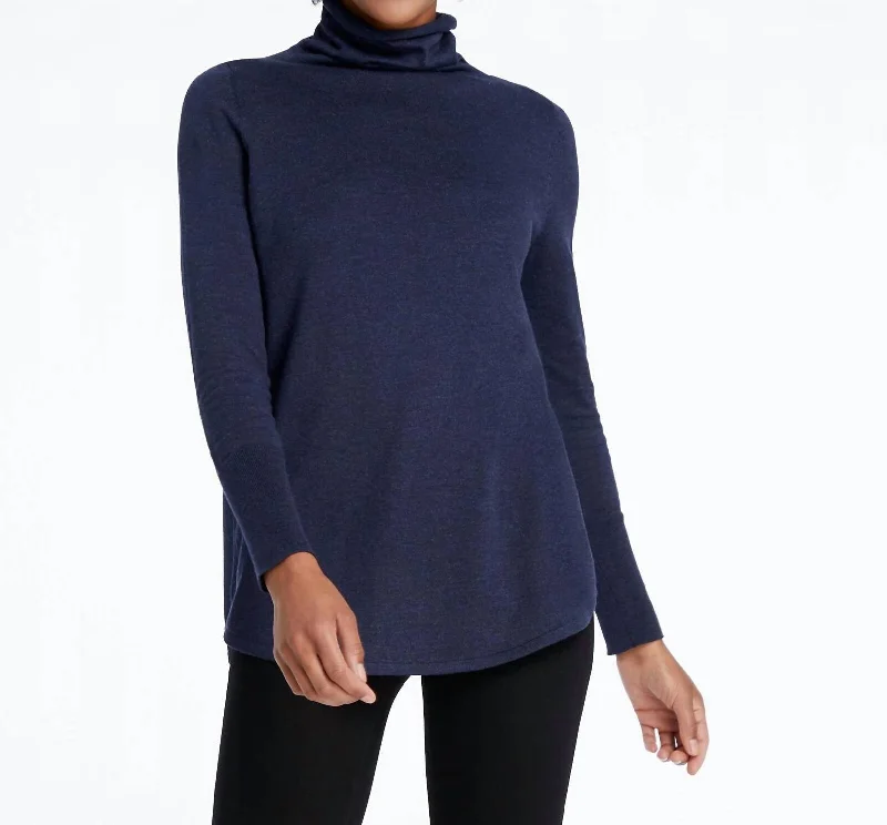 Vital Turtleneck Sweater In Dark Indigo Anti-Pilling Anti-Shrink Durable