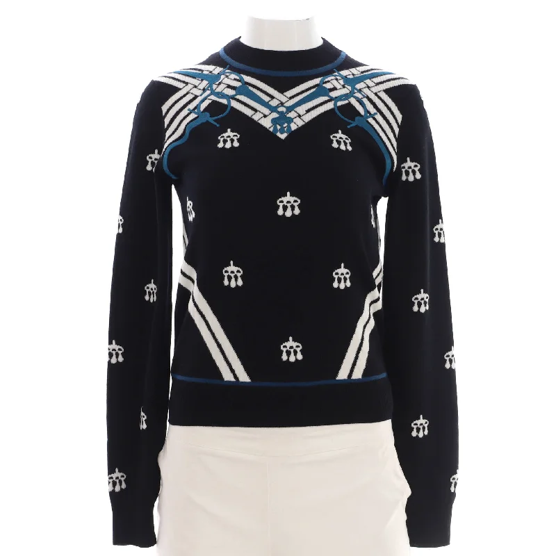 Women's Mors a Jouets Crewneck Sweater Embroidered Wool Neon Metallic Matte