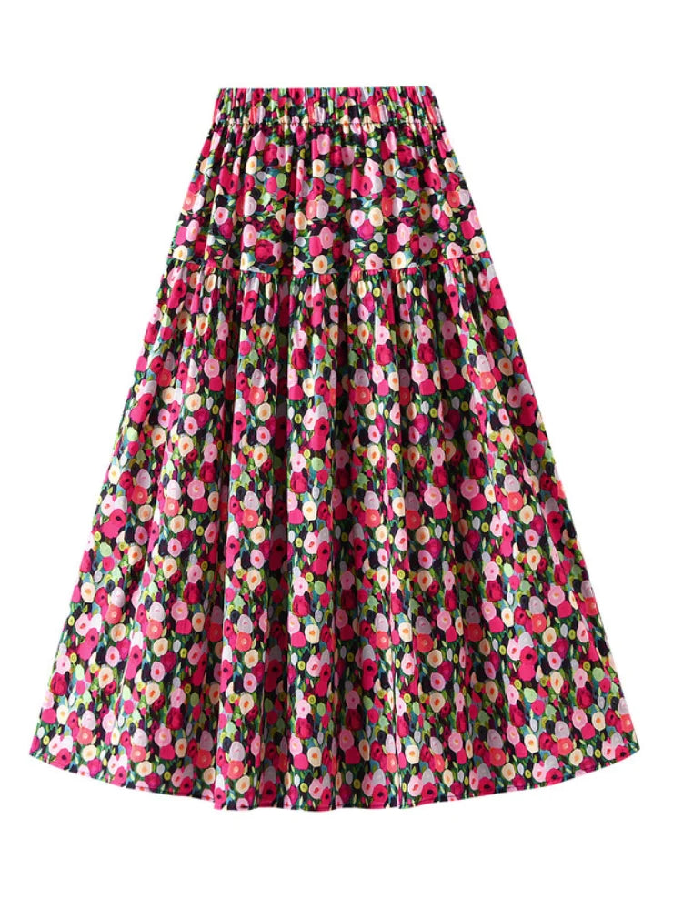 FLORAL HOLIDAY WIND SKIRT wool skirt thick