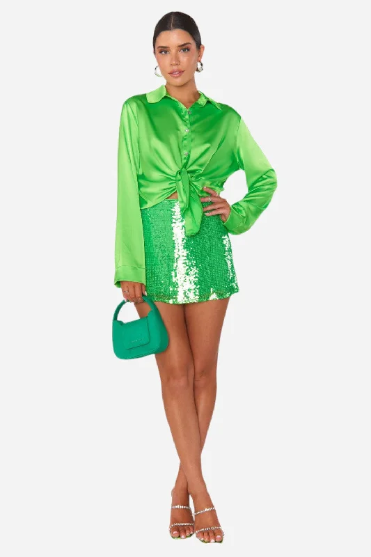 Show Me Your Mumu All Night Skort in Bright Green Sequins maxi skirt elegant