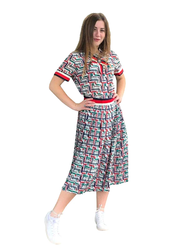 Beulah Buckle Print Pleated Skirt cashmere skirt rich