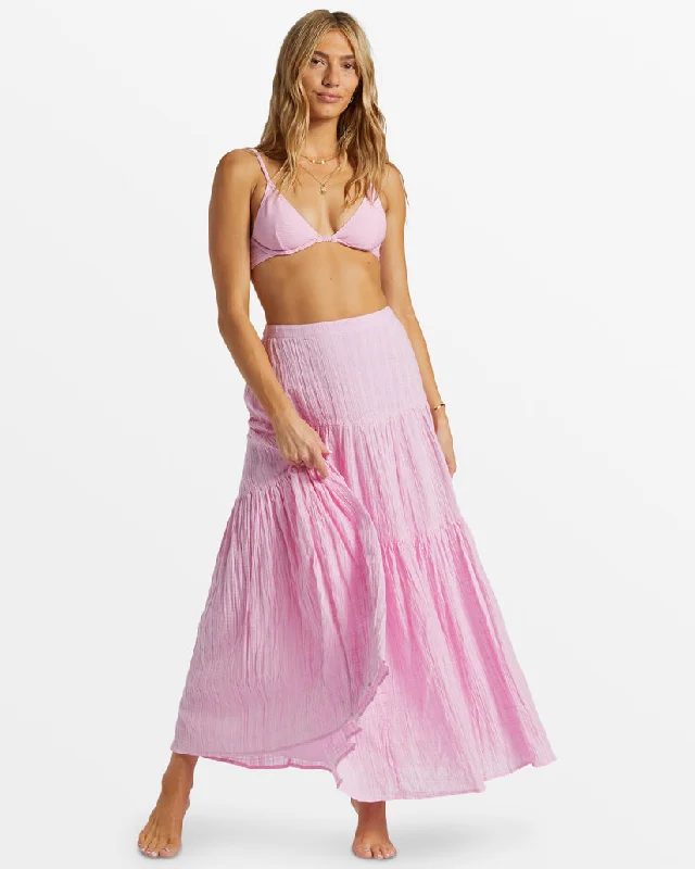 Billabong Sol Skirt-Pink Dream velvet skirt sumptuous