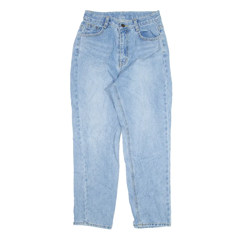 Jeans Blue Denim Relaxed Tapered Womens W24 L25 Trendy Wide-Leg High-Waist Denim