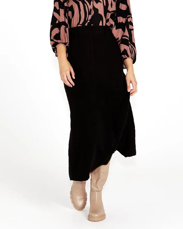 Bridie Maxi Skirt - Black cashmere skirt fine