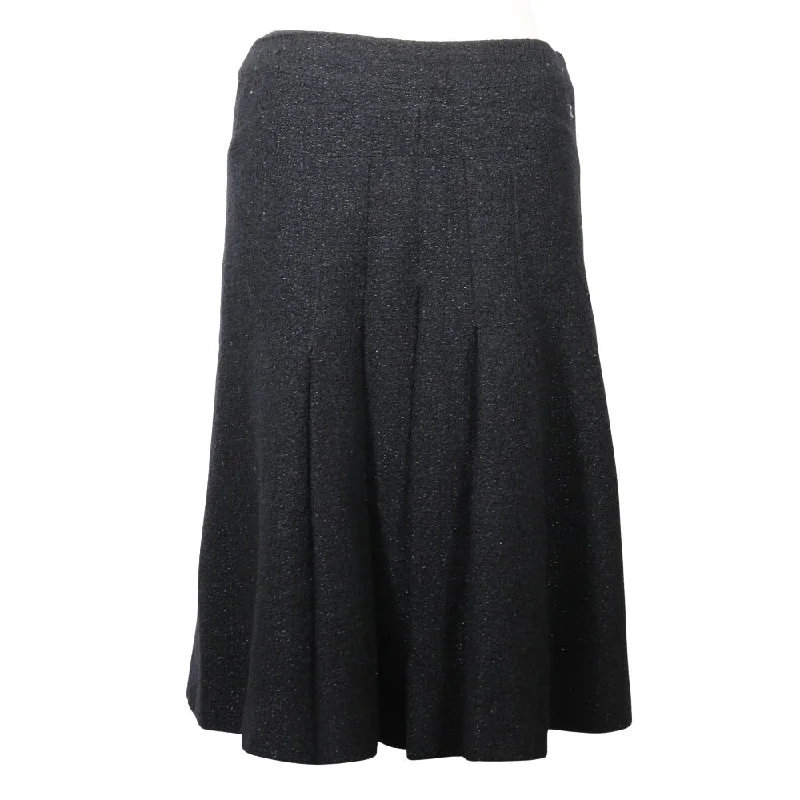 Chanel Wool Nylon Flare Skirt Gray summer skirt style