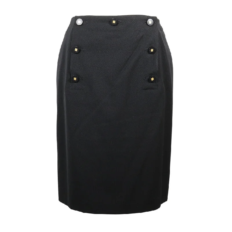 Chanel Wool Skirt Black P08800V05079 silk skirt elegant