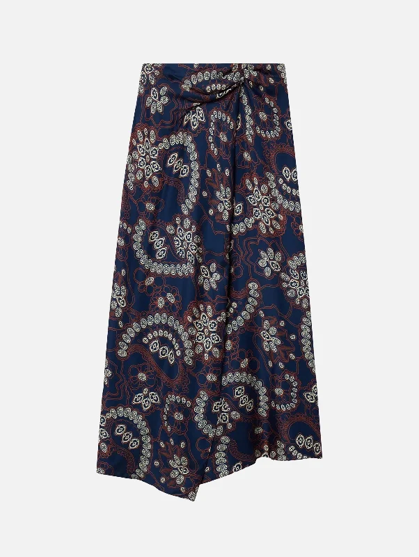 Clara Paisley Skirt in Navy linen skirt natural