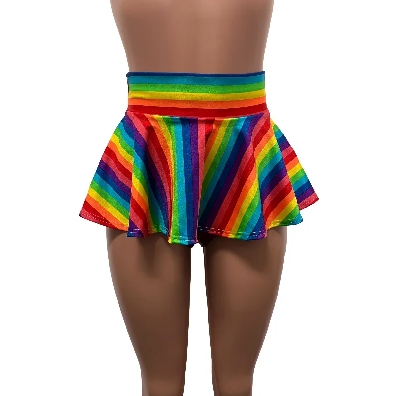 10" Mini Skater Skirt - Rainbow Stripe cashmere skirt soft