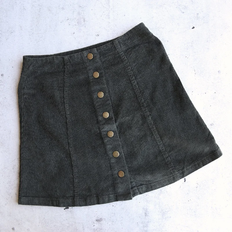 Corduroy Button Up A Line Skirt in More Colors silk skirt luxurious