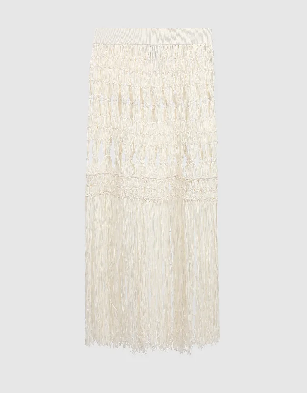 Crochet Midi Knitted Skirt cashmere skirt rich