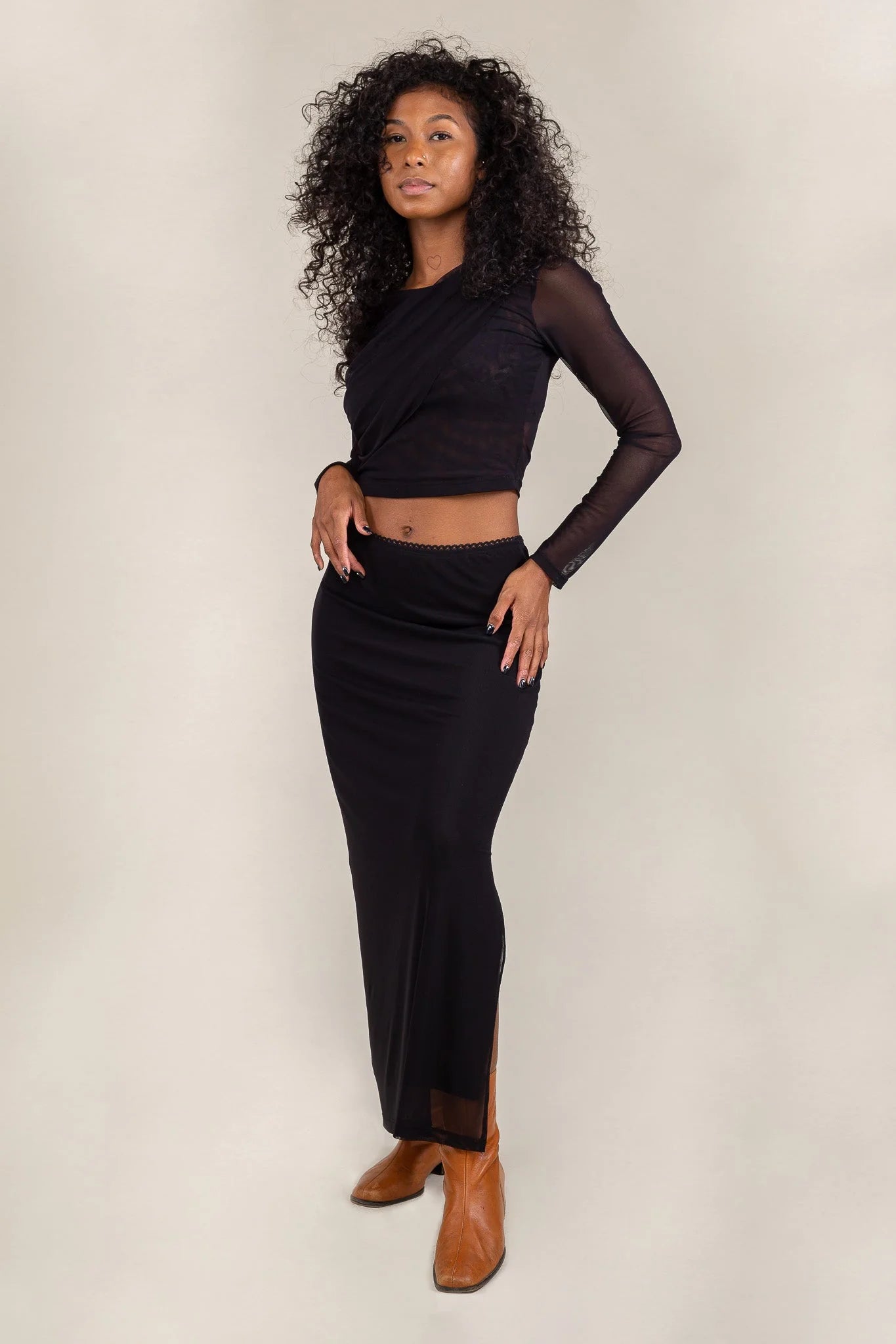 Mesh Midi Skirt -  Made in L.A. corduroy skirt durable