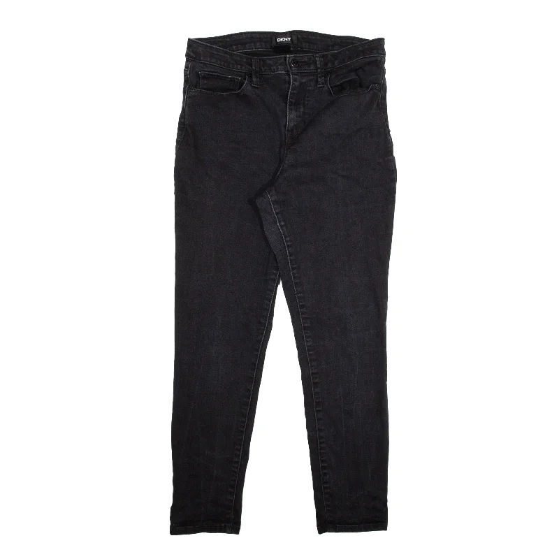 DKNY Jeans Black Denim Slim Tapered Womens W29 L27 Trendy Bootcut High-Waisted Jeans
