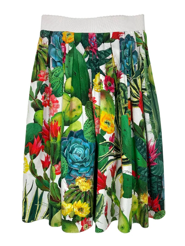 Dolce & Gabbana Pleated Floral Midi Skirt Size S denim skirt stylish