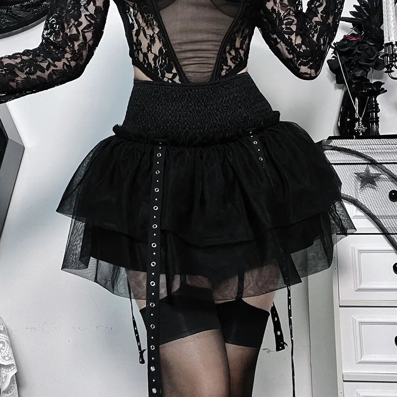 Gothic SteamPuffy Tutu Women's Retro Classic High Waist Tulle Multi Layered Skirt seamless skirt comfort