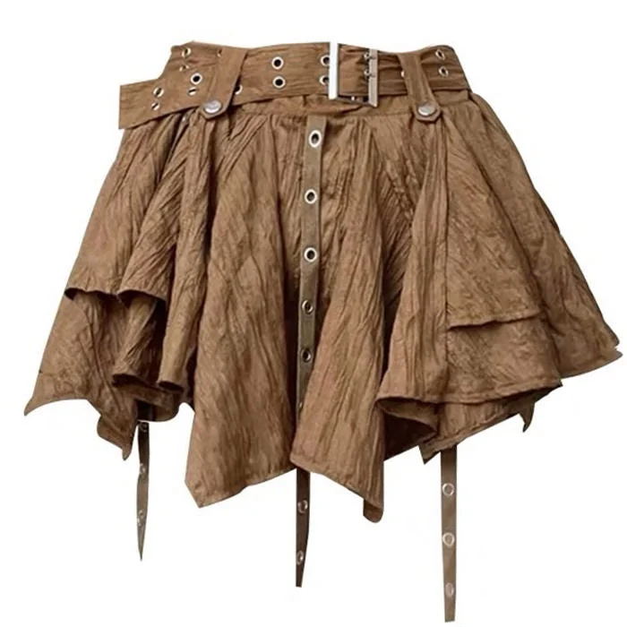 Forest Fairy Mini Skirt in Brown patchwork skirt art