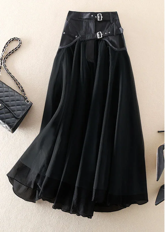 French Black fashion Patchwork Tulle Skirts Spring relaxed fit skirt