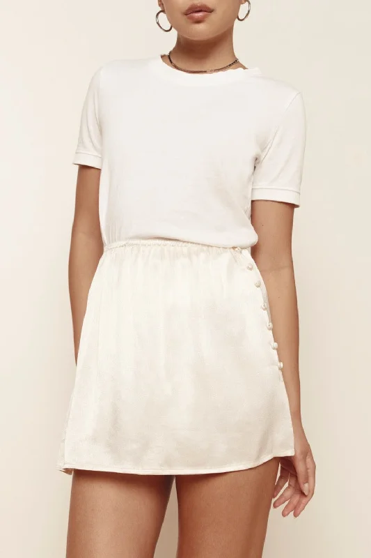 Freya Mini Skirt Cream velvet skirt plush