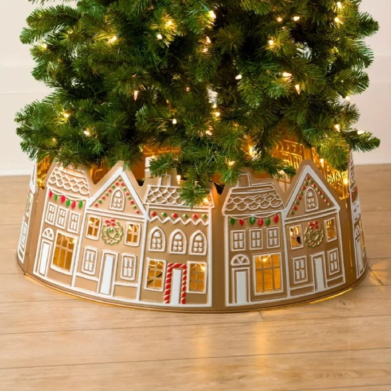 Gingerbread House Christmas Tree Collar - LED Skirt for Xmas Pencil Tree Decorations chiffon skirt airy Gingerbread House Christmas Tree Collar - LED Skirt for Xmas Pencil Tree Decorations chiffon skirt airy