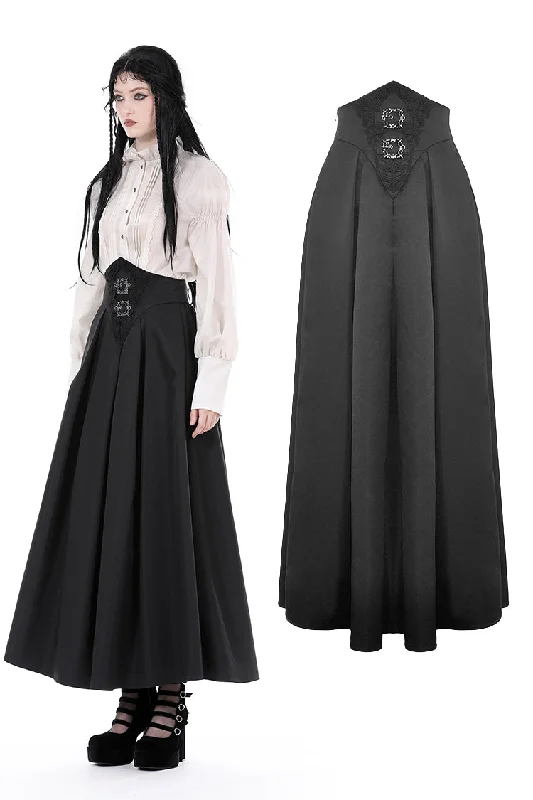 Gothic retro pattern long skirt  KW307 zip skirt side