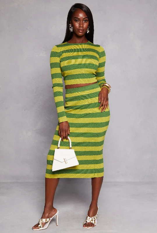 Striped High Waisted Pencil Skirt floral skirt print