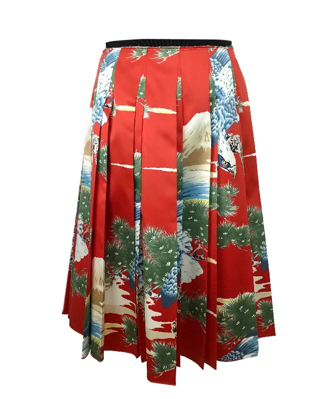 Gucci Oriental Eagle Pleated Silk Skirt Size M chiffon skirt flowing