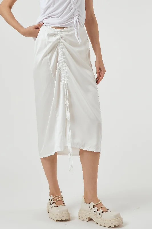 Hazel Satin Midi Skirt a-line skirt cut