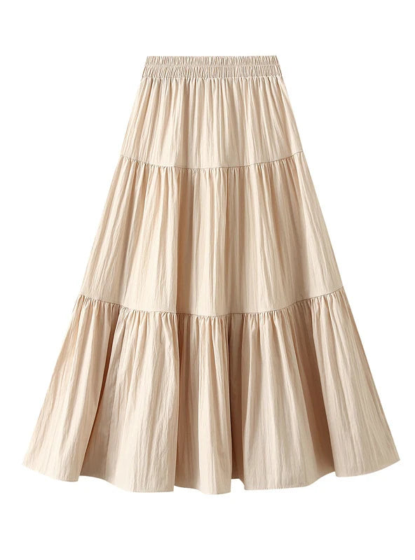 High Waist Medium to Long Skirt silk skirt smooth