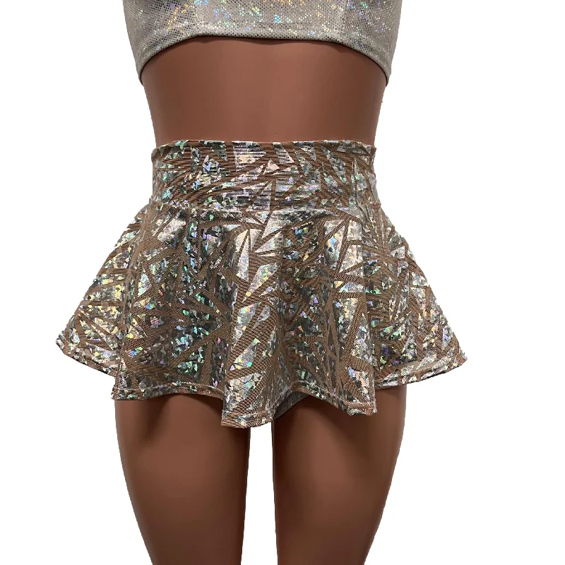 Holo Triangle Mesh Super Mini 10" High Waisted Skater Skirt cashmere skirt soft