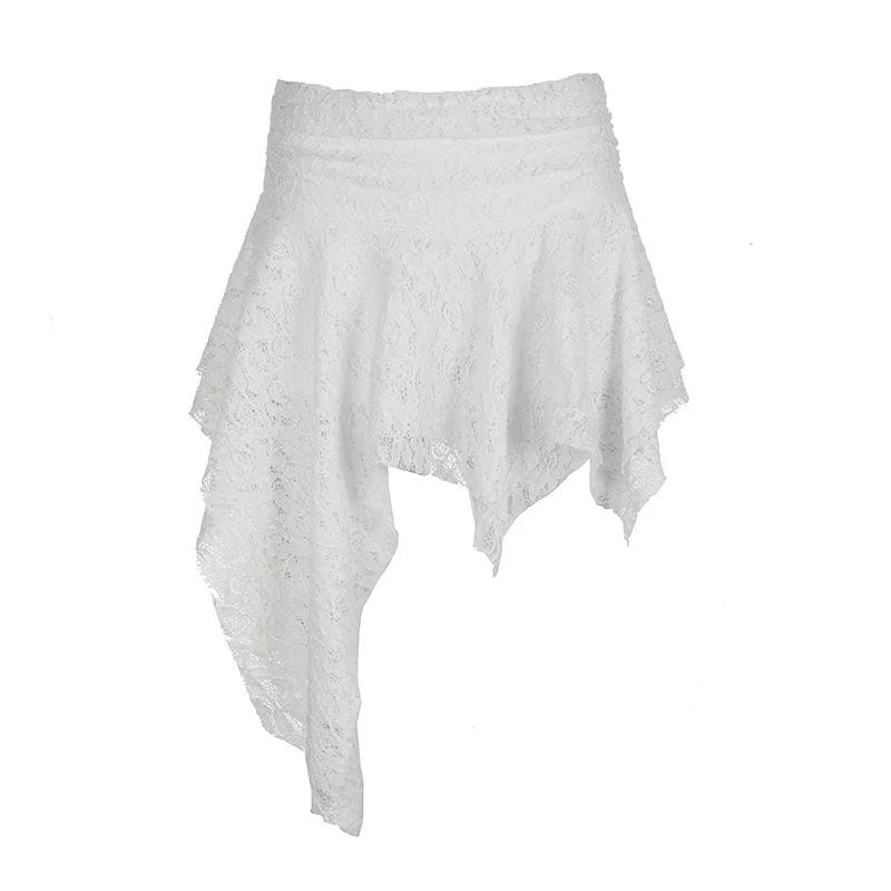 Irregular lace solid mini skirt lace skirt romantic