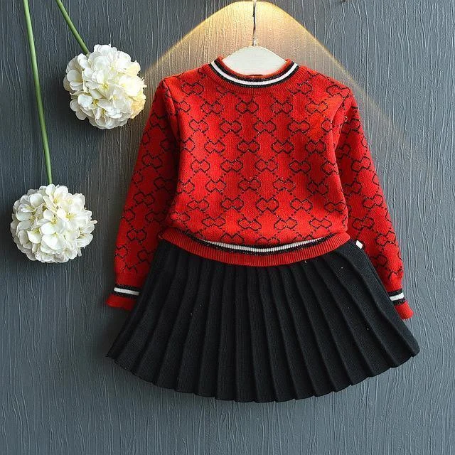 Kids Clothing Set Girls Pleated Skirt Suit lace skirt romantic