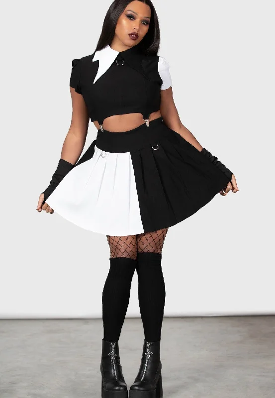 Killstar - Hells Harlequin Black/White - Skirt leather skirt bold