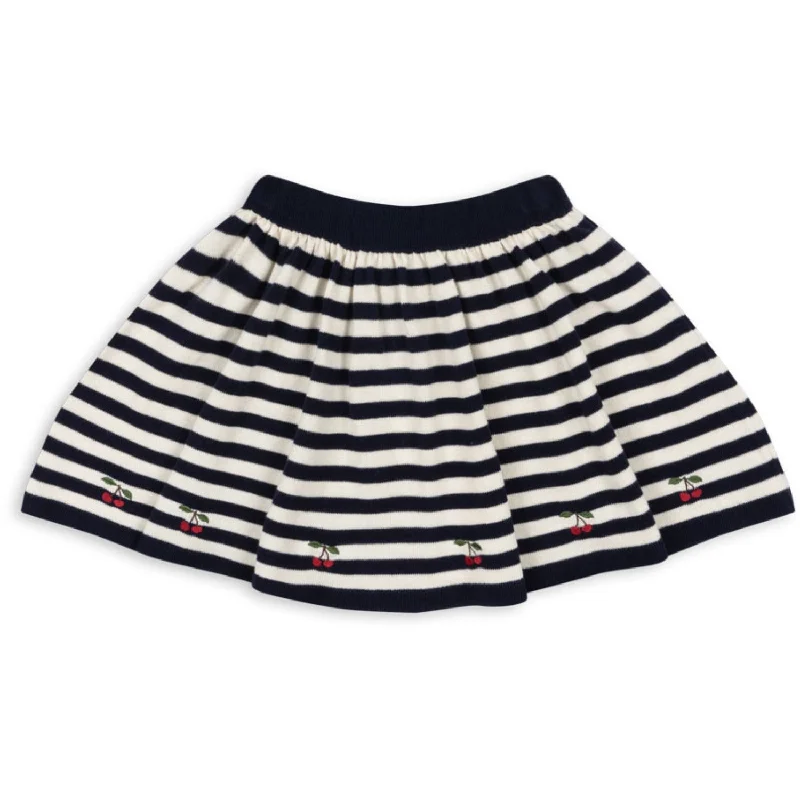 Konges Sløjd Navy Stripe Venton Knit Skirt Gots midi skirt versatile