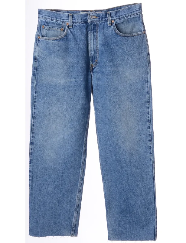 Label Men's Cropped Jeans Cozy Relaxed Fit Denim Jeans