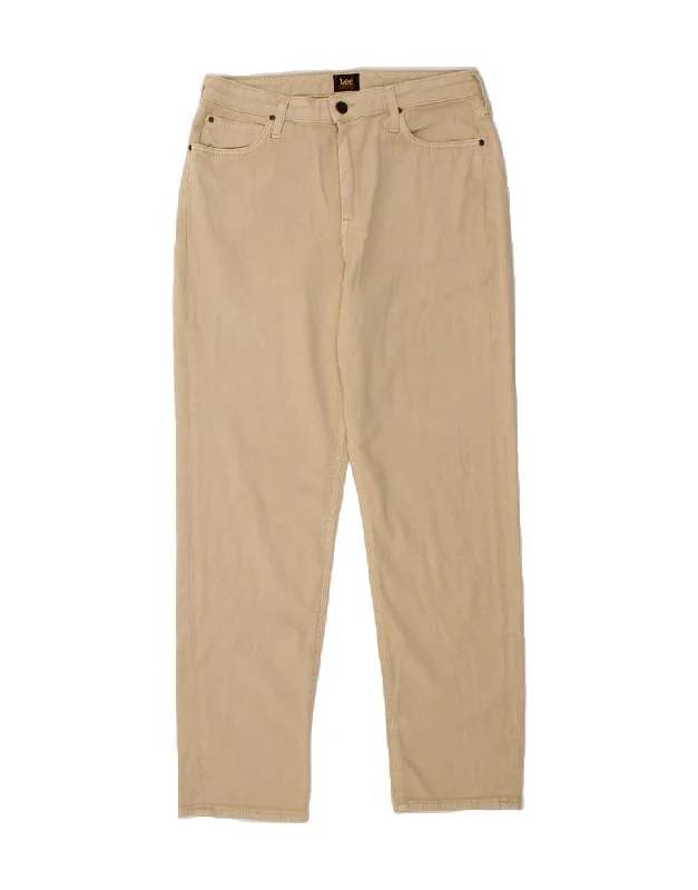 LEE Womens Carol Straight Jeans W31 L30 Beige Cotton Chic Dark-Wash Skinny Jeans