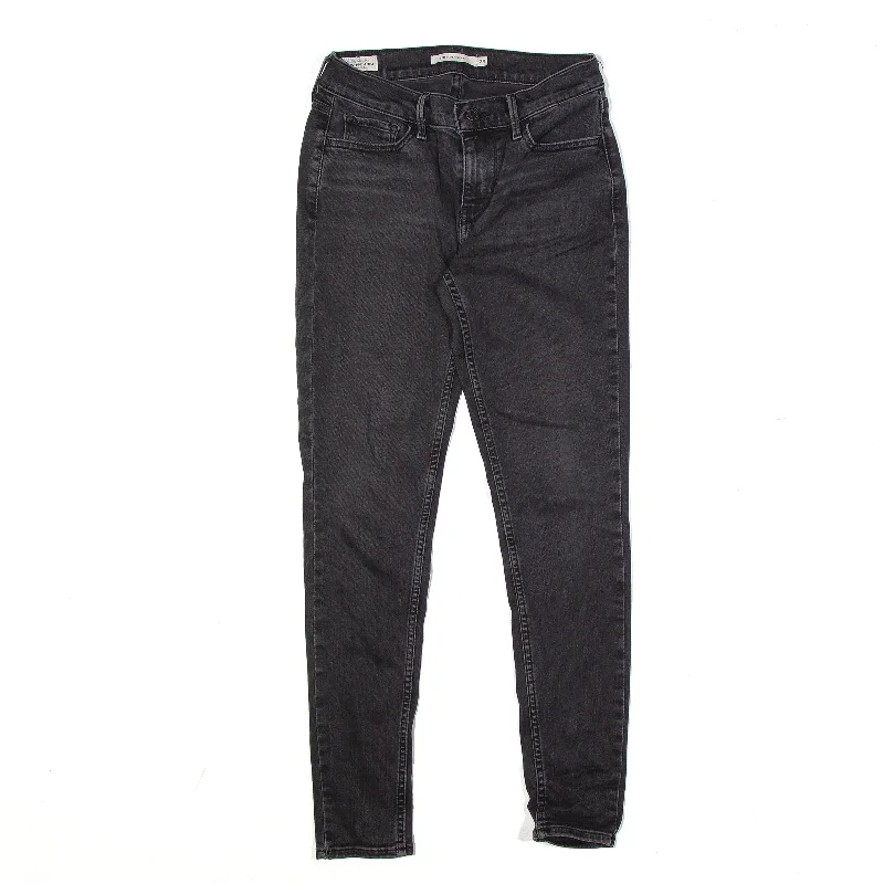 LEVI'S 710 BIG E Jeans Black Denim Slim Skinny Womens W24 L28 Elegant Tapered Leg Denim