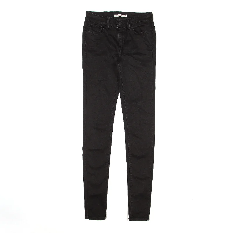 LEVI'S 710 Jeans Black Denim Slim Skinny Womens W24 L32 Stylish Tapered Fit Jeans
