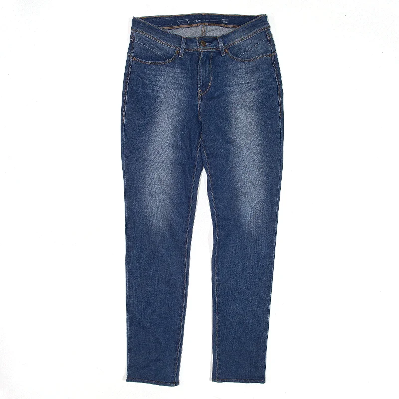 LEVI'S Mid Rise Jeans Blue Denim Slim Straight Womens W28 L27 Trendy Button-Up High-Waist Jeans