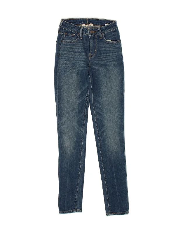 LEVI'S Womens 721 High Rise Skinny Jeans W23 L32 Blue Cotton Casual Distressed Skinny Jeans