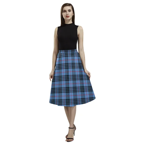 MacKay Blue Tartan Aoede Crepe Skirt corduroy skirt cozy