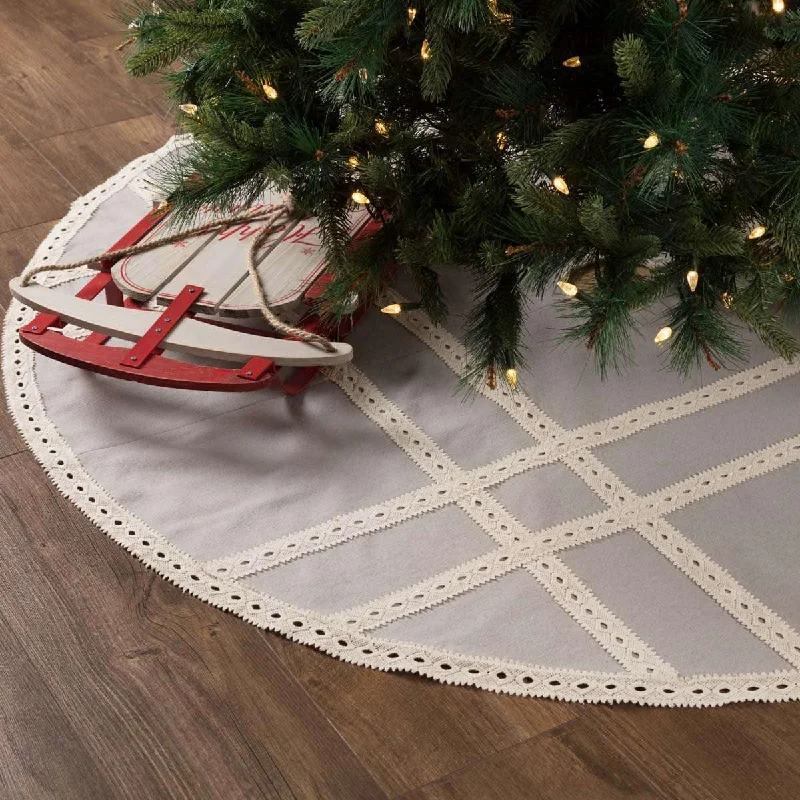 Margot Grey Christmas Tree Skirt 60 VHC Brands chiffon skirt delicate