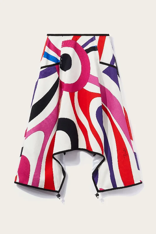Marmo-Print A-Line Skirt high slit skirt