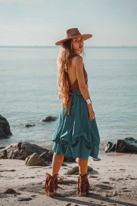 Maxi Skirt Aurora Teal wool skirt thick