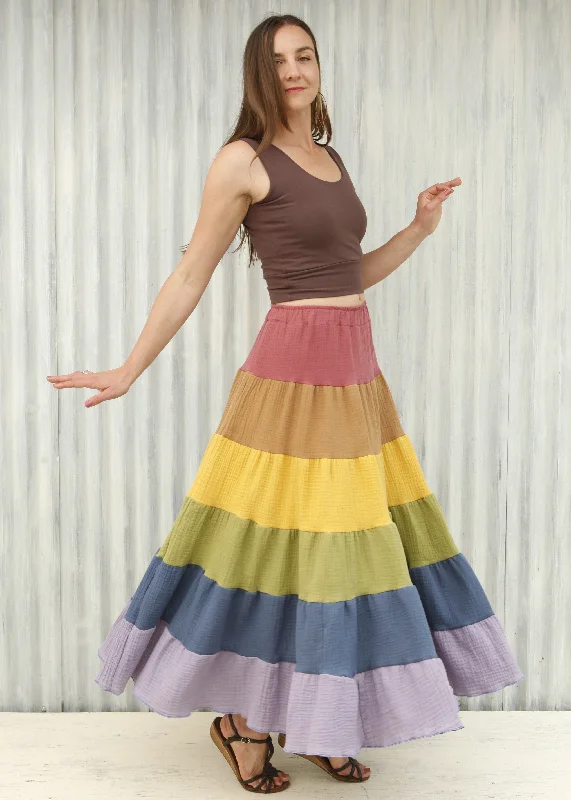 Rainbow Peasant Skirt chiffon skirt airy