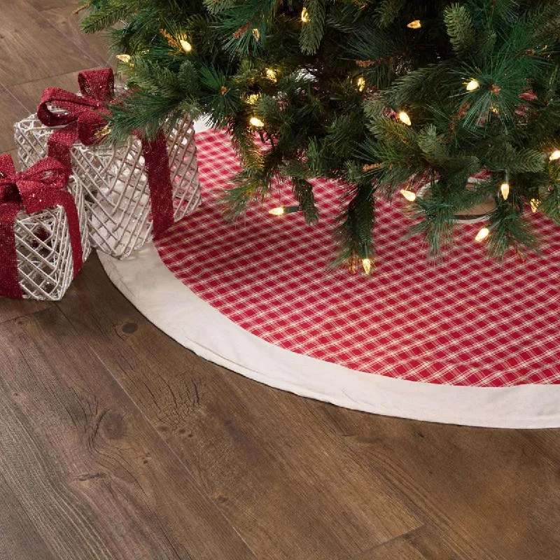 Red Plaid Christmas Tree Skirt 48 VHC Brands lace skirt romantic