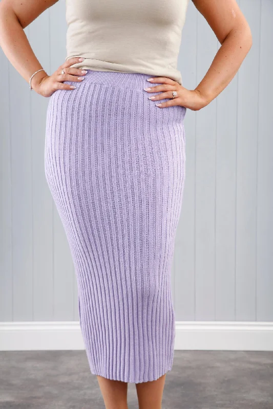 Reese Ribbed Skirt Lilac maxi skirt elegant