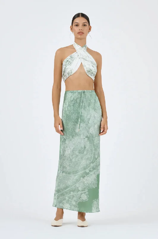 Roame Indya Skirt - Sari Lace Sage vintage skirt charm