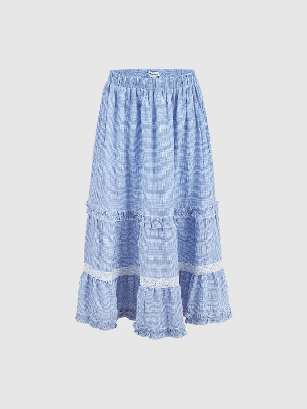 Ruffle Hem A-Line Skirts asymmetrical skirt cut
