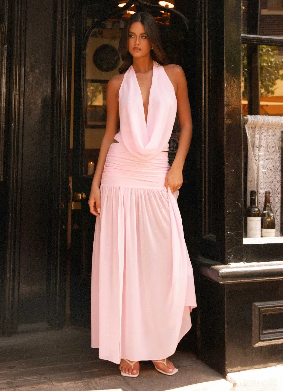Sawyer Maxi Skirt - Pink a-line skirt cut