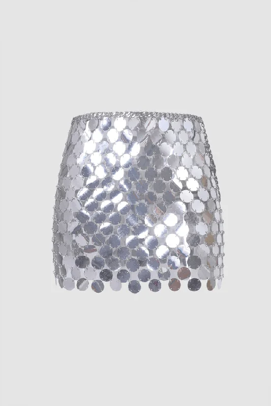 Sequined Mini Skirt linen skirt natural